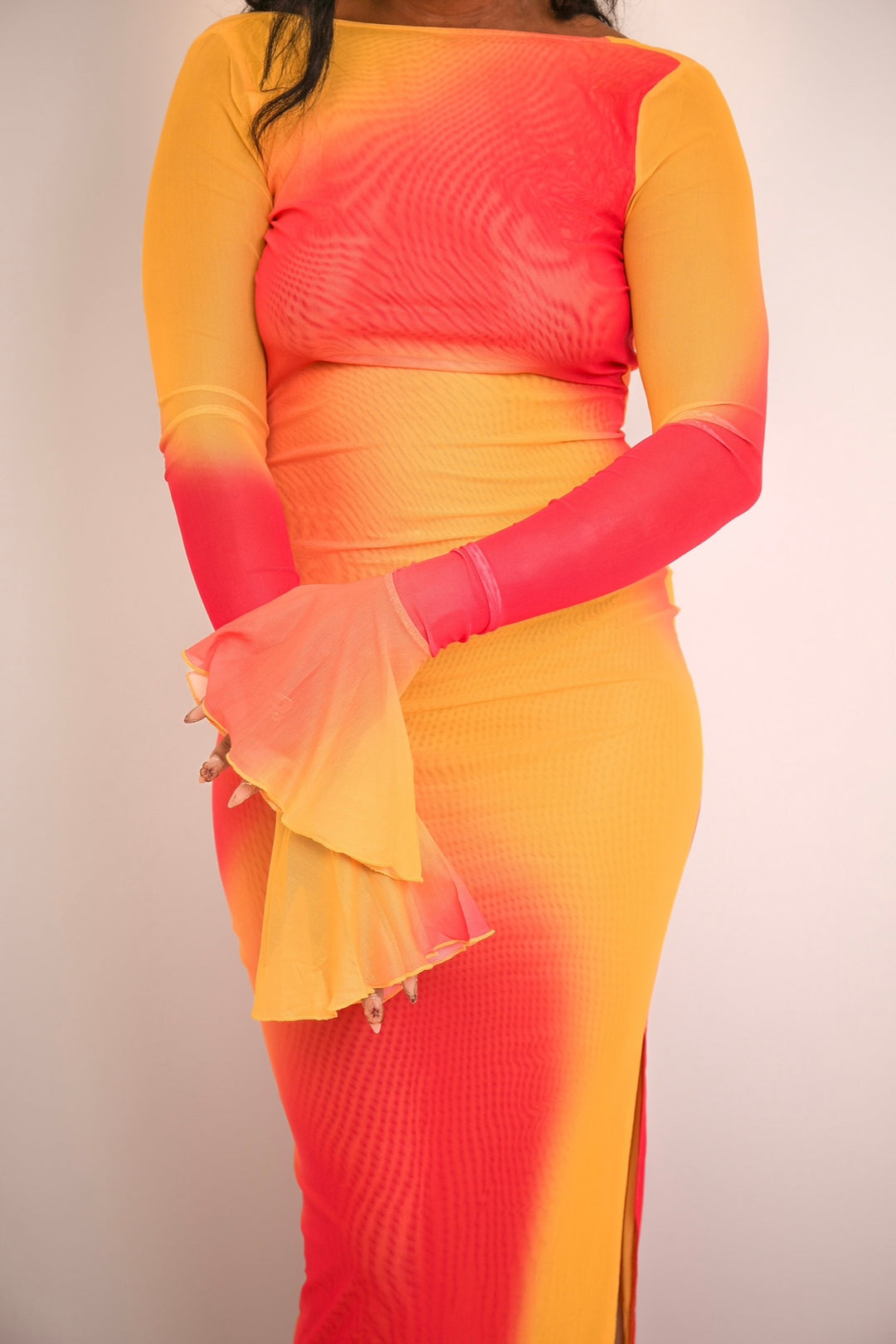 Anasia Backless Maxi Dress in Sunset Yellow