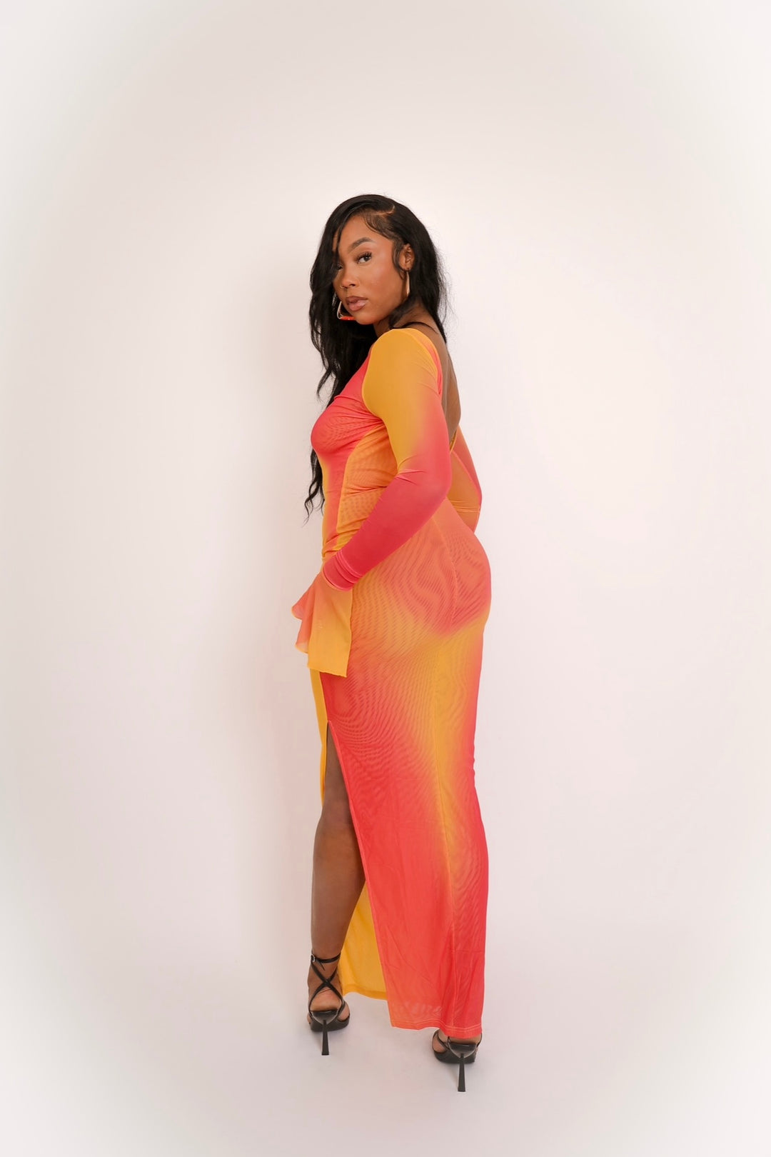 Anasia Backless Maxi Dress in Sunset Yellow