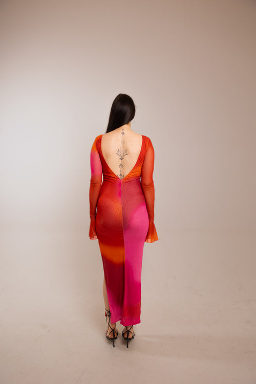 Anasia Backless Maxi Dress in Guava Pink