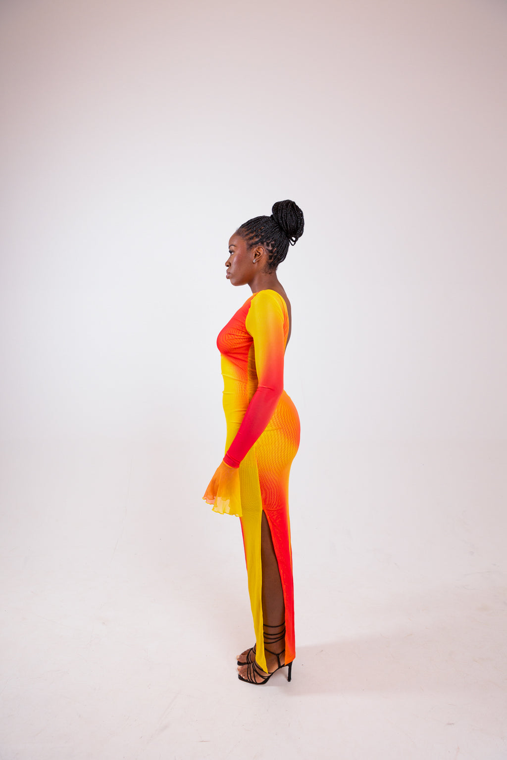 Anasia Backless Maxi Dress in Sunset Yellow