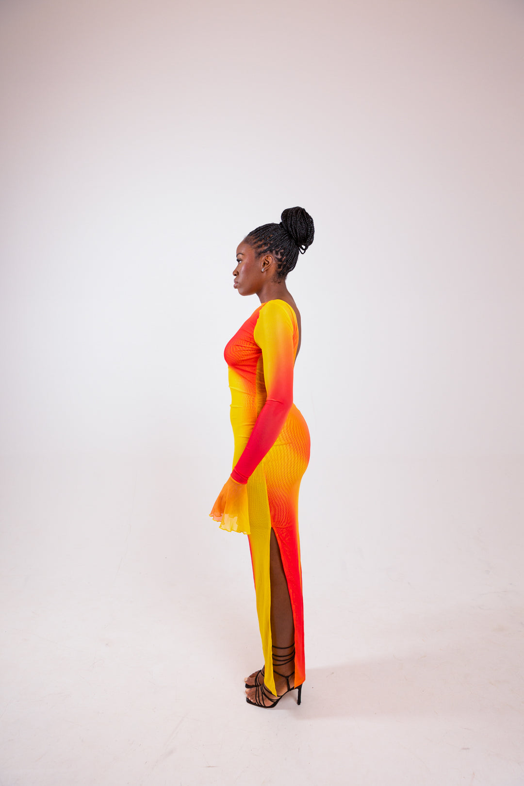 Anasia Backless Maxi Dress in Sunset Yellow