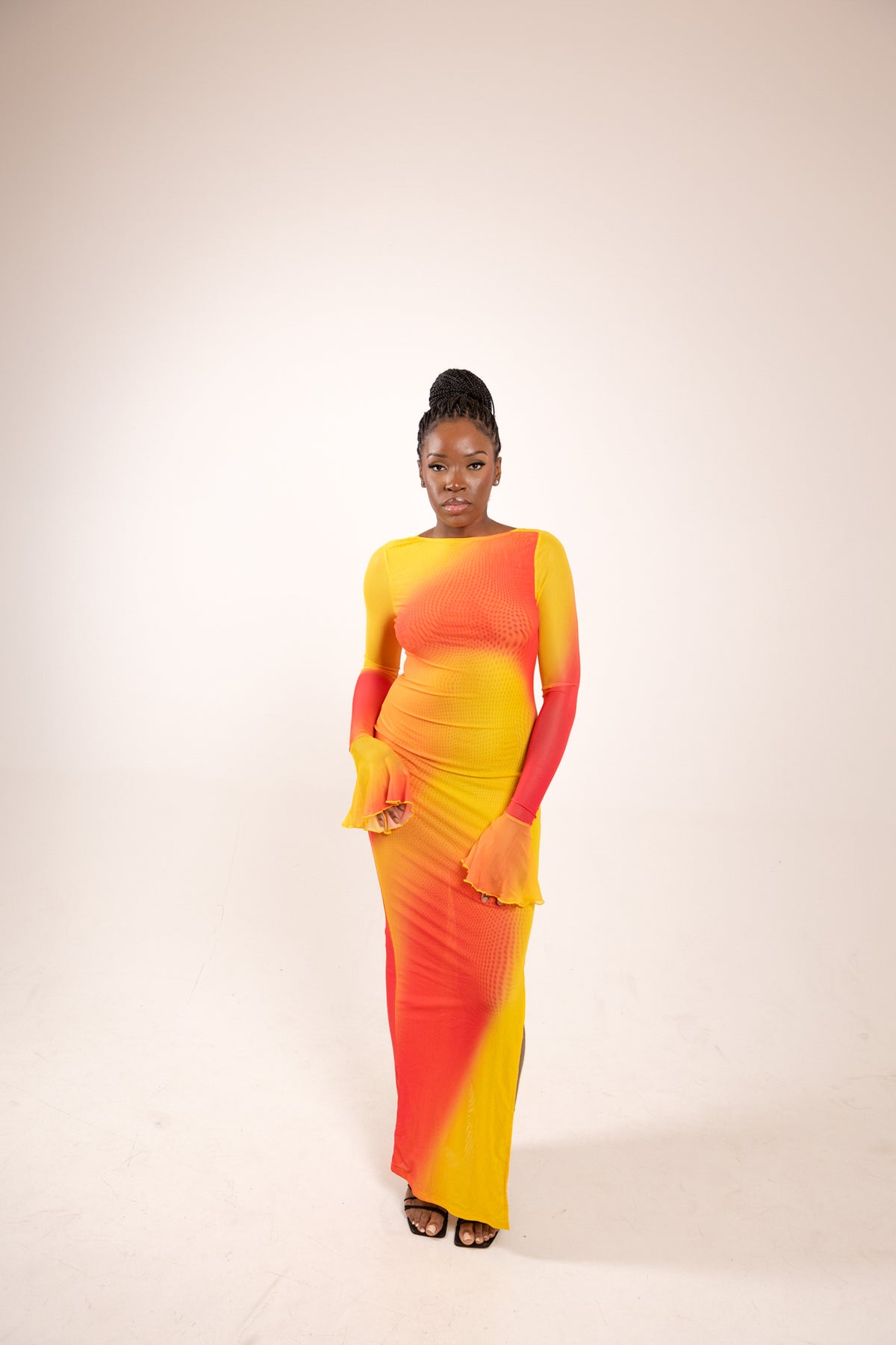 Anasia Backless Maxi Dress in Sunset Yellow