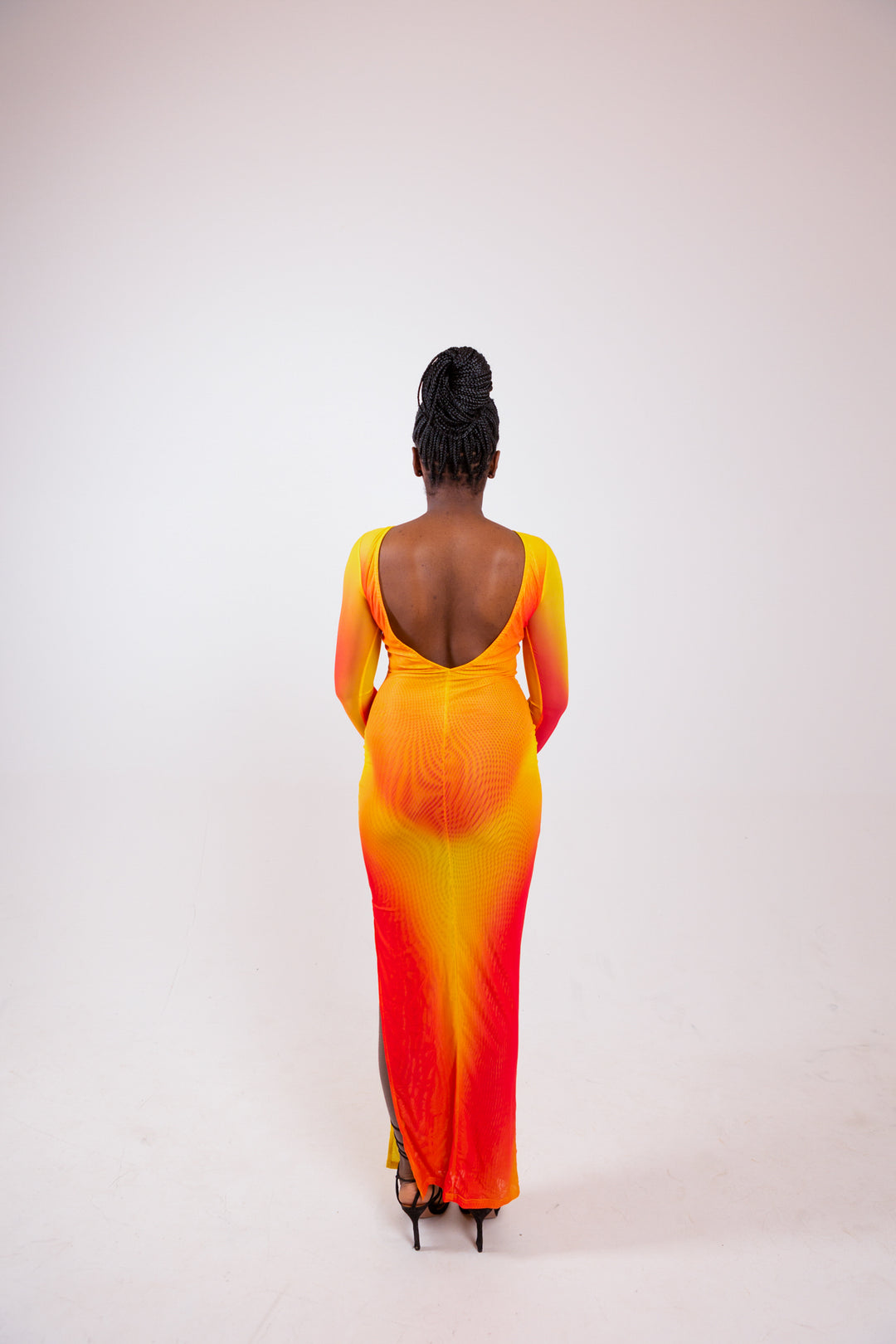 Anasia Backless Maxi Dress in Sunset Yellow