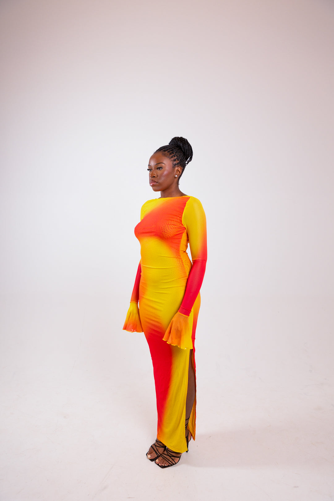 Anasia Backless Maxi Dress in Sunset Yellow