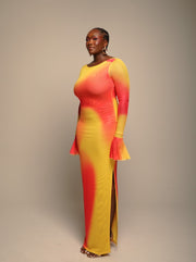 Anasia Backless Maxi Dress in Sunset Yellow