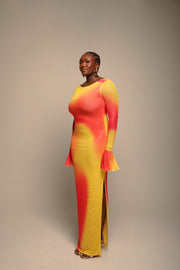 Anasia Backless Maxi Dress in Sunset Yellow