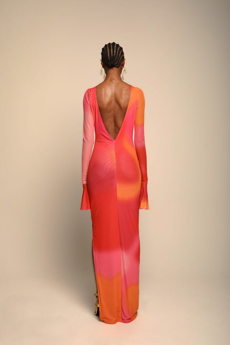 Anasia Backless Maxi Dress in Guava Pink