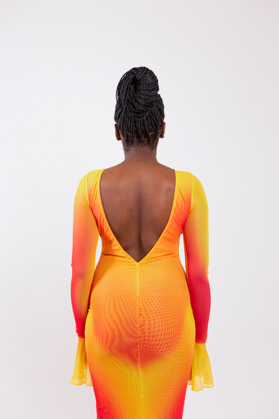 Anasia Backless Maxi Dress in Sunset Yellow