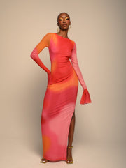 Anasia Backless Maxi Dress in Guava Pink